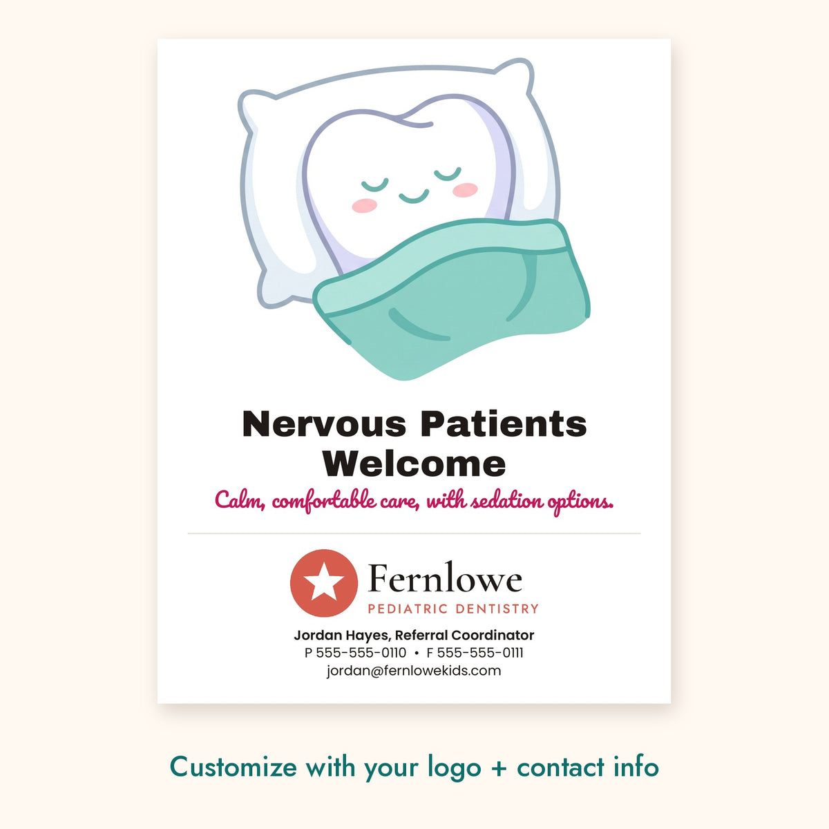 Nervous Patients Welcome Dental Pop-By Card