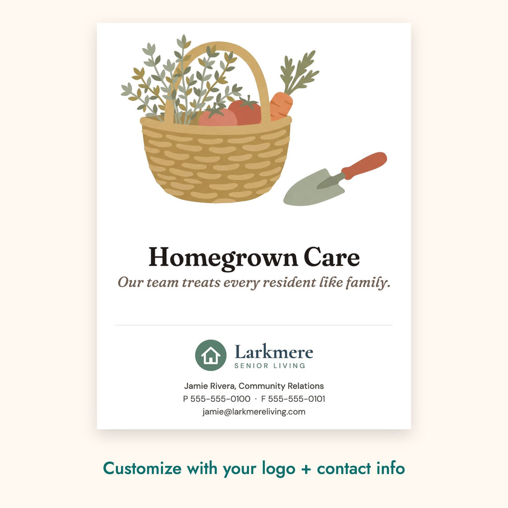 Homegrown Care Botanical Card – front of card shown with a sample logo