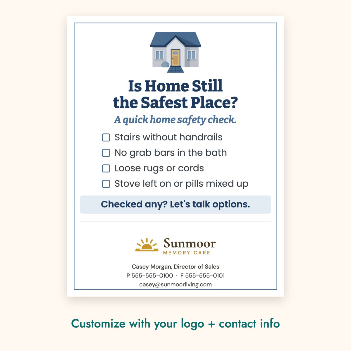 Is Home Still the Safest Place? Education Card – front of card shown with a sample logo