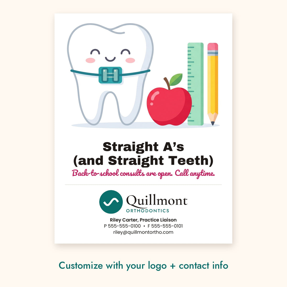 Straight A’s (and Straight Teeth) Dental Pop-By Card